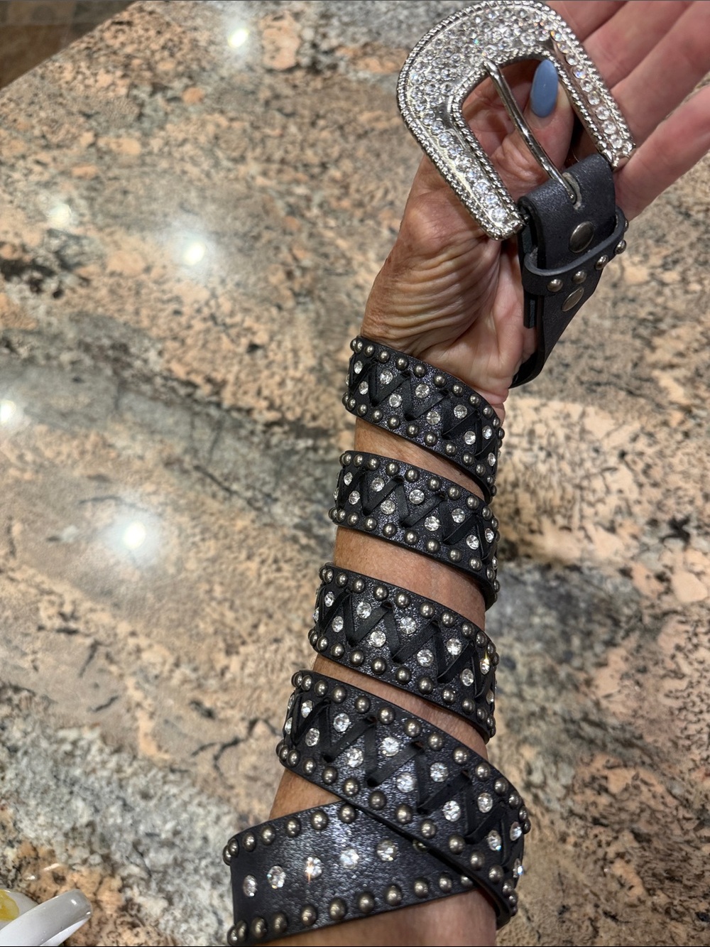 Braided Black Leather Belt with Silver Buckle